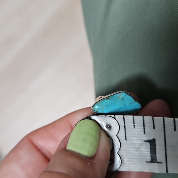 Silver and Turquoise Adjustable Ring - Picture 8 of 9